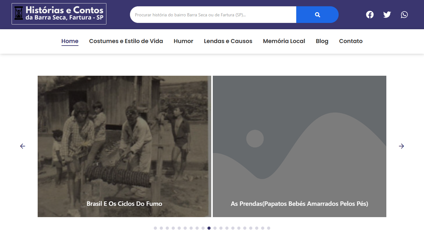 Projeto de criação de website feito por Marcus Oliveira chamado blog Histórias da Barra Seca