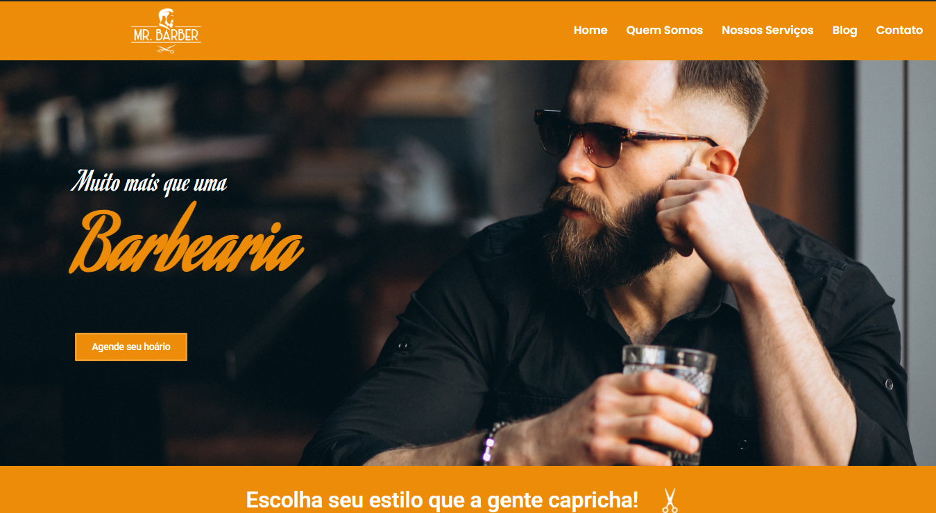 Projeto de criação de website feito por Marcus Oliveira chamado Mr. Barber