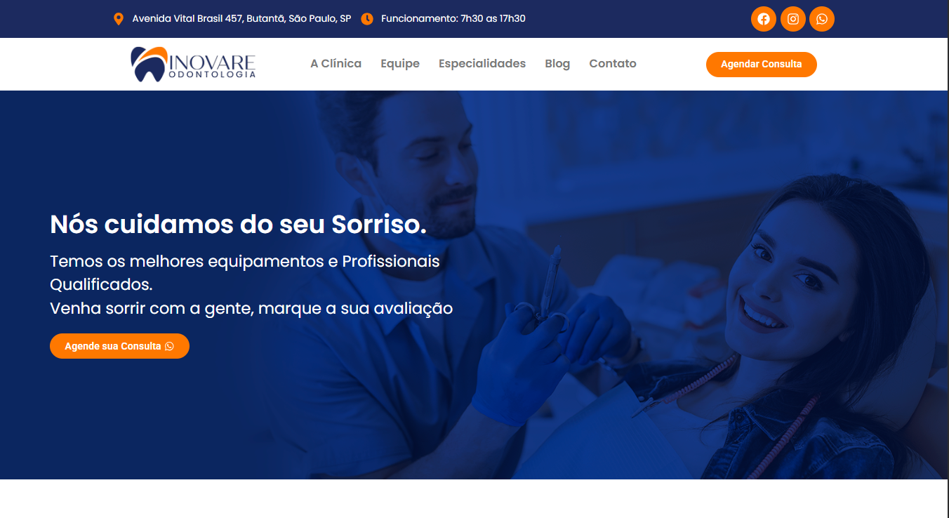 Projeto de criação de website feito por Marcus Oliveira chamado Inovare Odontologia