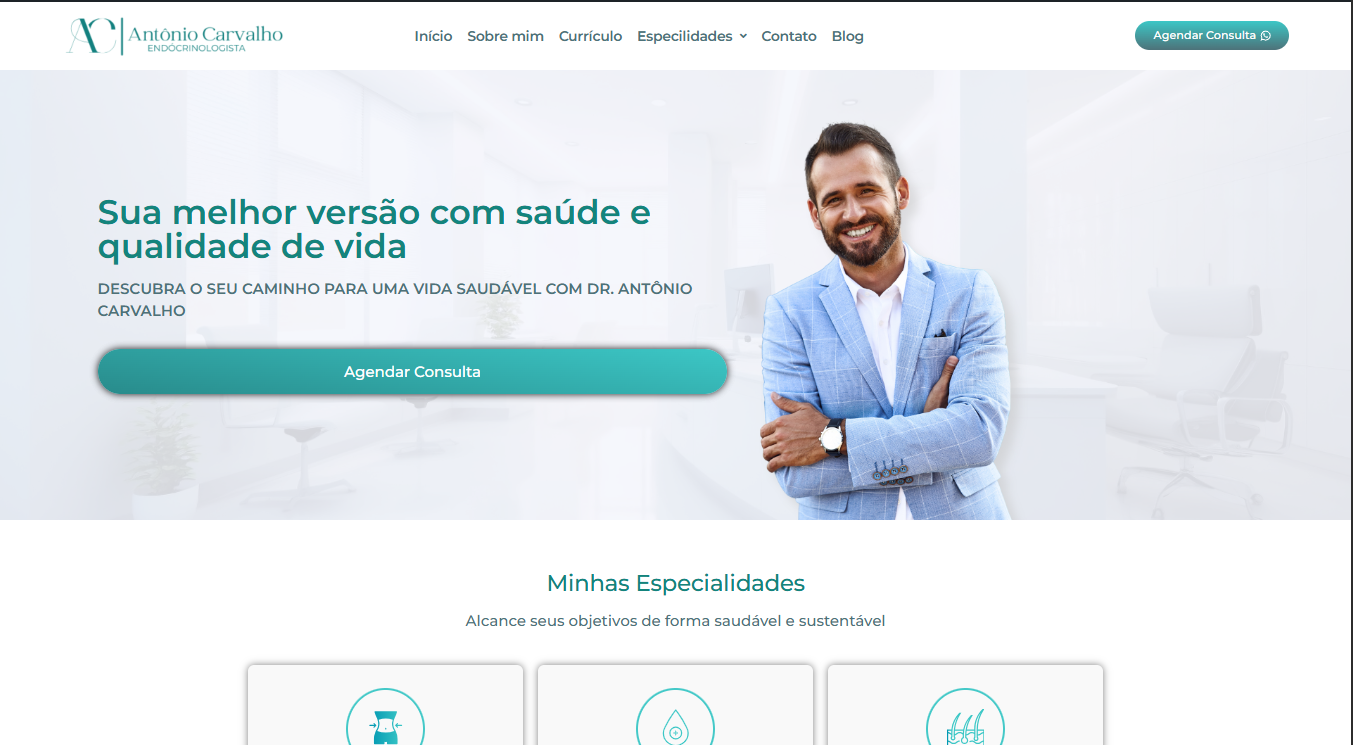 Projeto de criação de website feito por Marcus Oliveira chamado Dr Antonio Carvalho