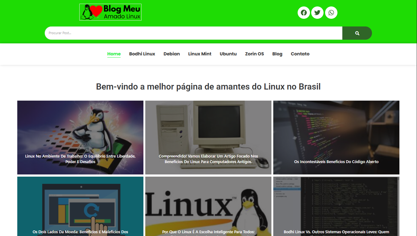 Projeto de criação de website feito por Marcus Oliveira chamado blog Meu Amado Linux