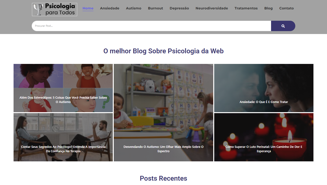 Projeto de criação de website feito por Marcus Oliveira chamado blog Psicologia para todos
