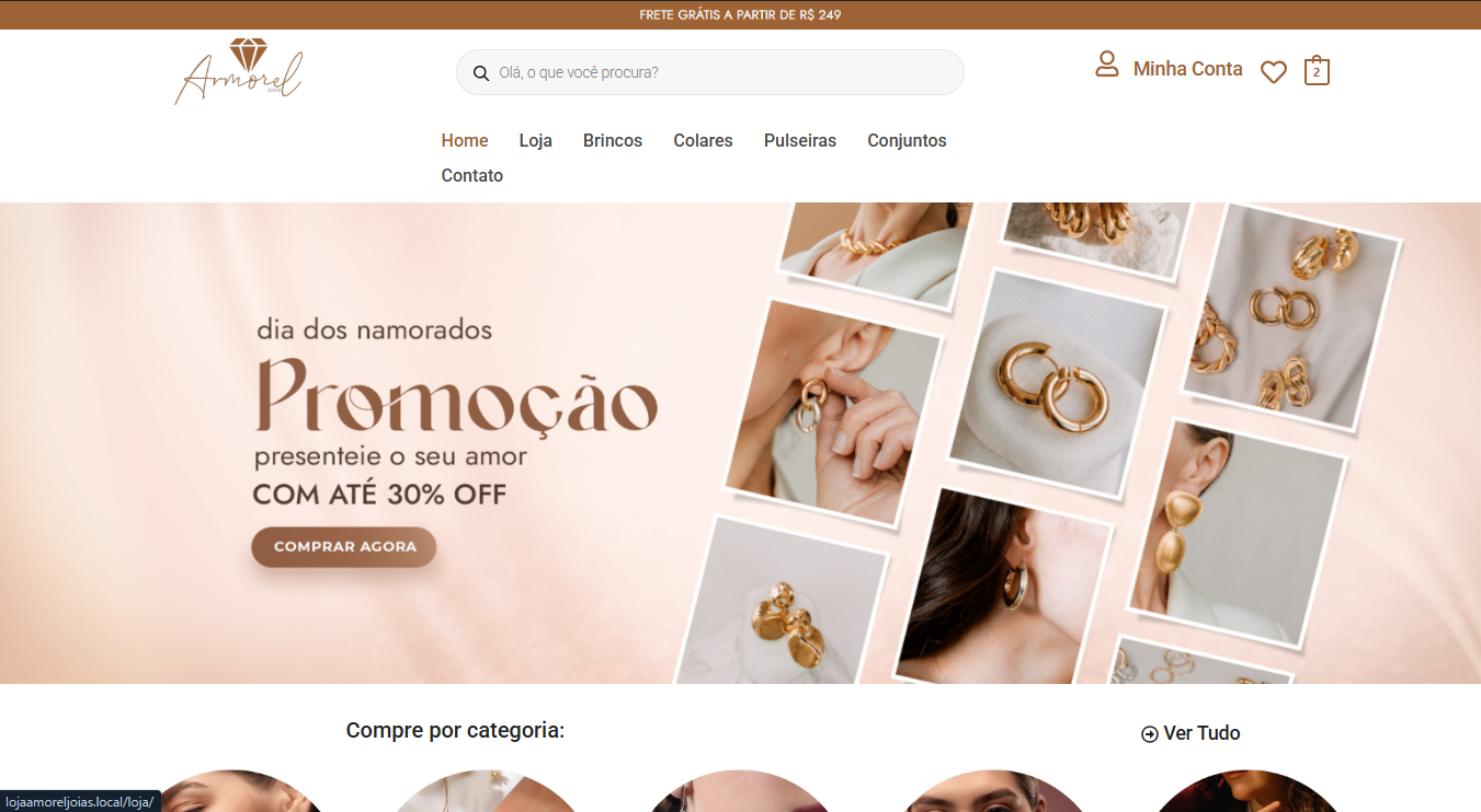 Projeto de criação de website feito por Marcus Oliveira chamado Amorel Joias