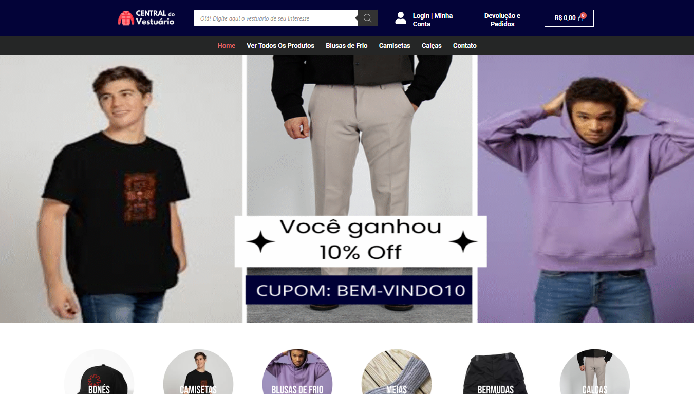Projeto de criação de website feito por Marcus Oliveira chamado central do vestuário