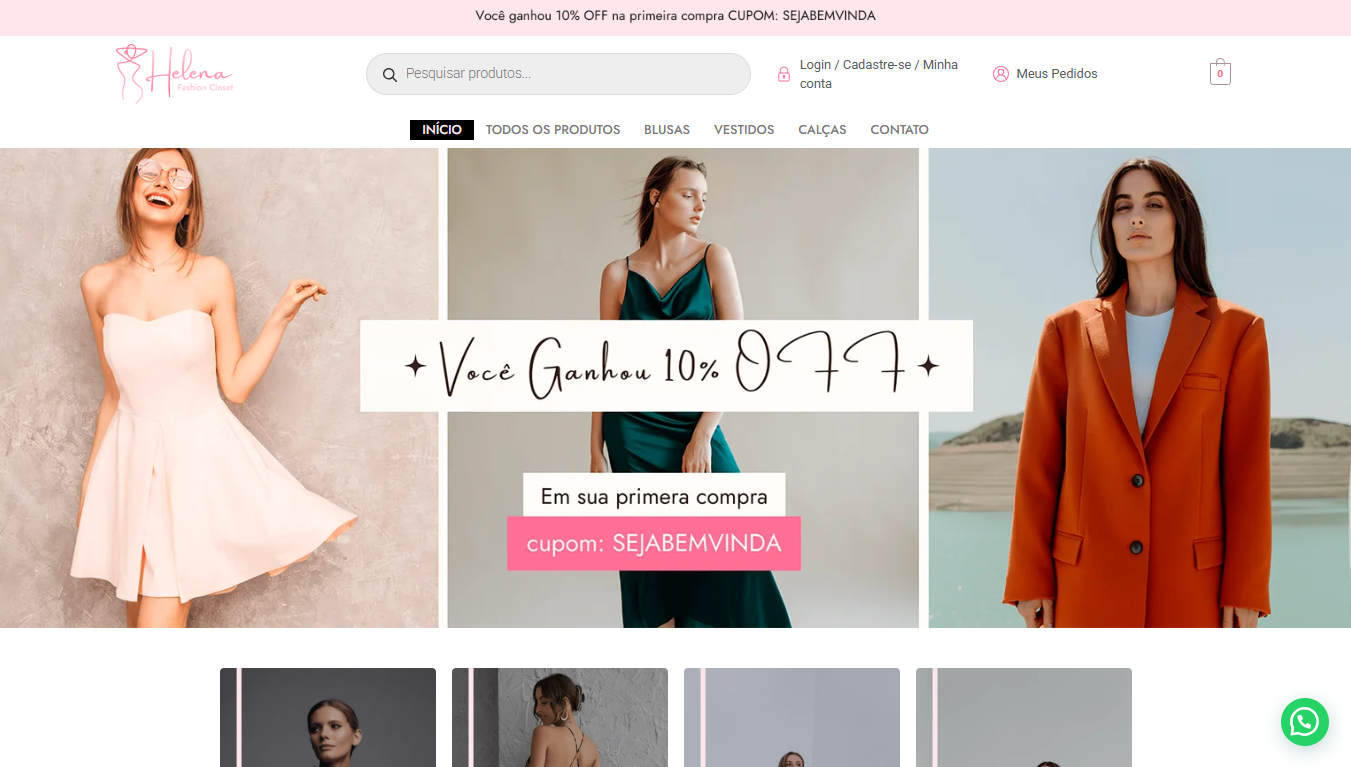 Projeto de criação de website feito por Marcus Oliveira chamado Helena Closet