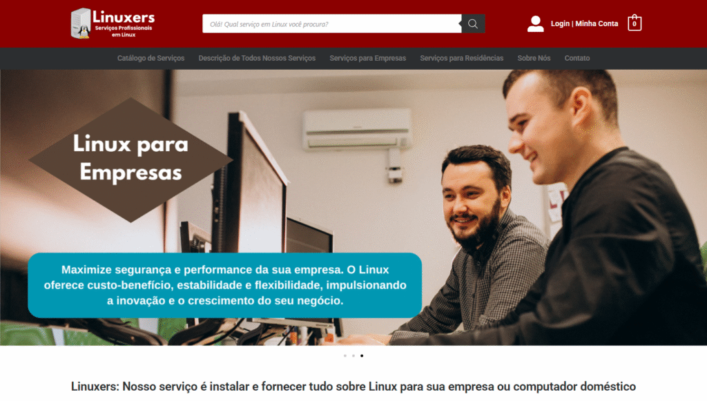 Projeto de criação de website feito por Marcus Oliveira chamado Linuxers