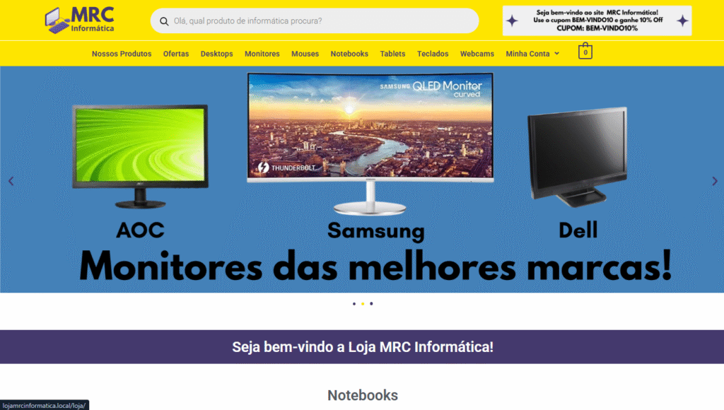 Projeto de criação de website feito por Marcus Oliveira chamado MRC Informatica